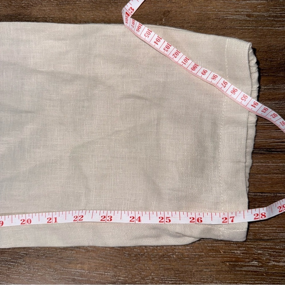 IXIMO %100 Linen Pants Tapered Leg sz L Lagenlook Coastal Cream Ivory pull on - Picture 10 of 11